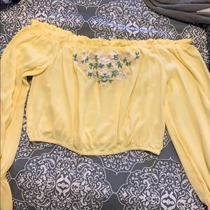 Yellow off shoulder blouse